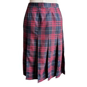 Lands End Red Navy Plaid Pleated Skirt Women’s Size 14